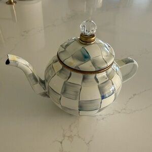 MacKenzie-Childs Blue and Gold Checkered Teapot
